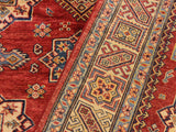 handmade Geometric Super Kazak Red Tan Hand Knotted RECTANGLE 100% WOOL area rug 5x7
