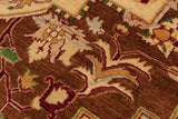 handmade Geometric Kafkaz Chobi Ziegler Brown Beige Hand Knotted RECTANGLE 100% WOOL area rug 9 x 12
