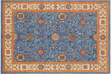 Boho Chic Ziegler Santo Blue Beige Hand-Knotted Wool Rug - 9'2'' x 11'10''