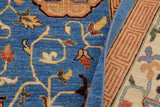 handmade Traditional Kafkaz Chobi Ziegler Blue Beige Hand Knotted RECTANGLE 100% WOOL area rug 9 x 12