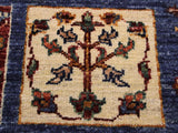 handmade Geometric Khurgeen Blue Red Hand Knotted RUNNER 100% WOOL area rug 3x8