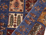 handmade Geometric Khurgeen Blue Red Hand Knotted RUNNER 100% WOOL area rug 3x8