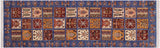 handmade Geometric Khurgeen Blue Red Hand Knotted RUNNER 100% WOOL area rug 3x8