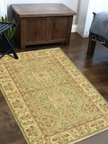 handmade Traditional Kafkaz Chobi Ziegler Lt. Green Ivory Hand Knotted RECTANGLE 100% WOOL area rug 4 x 6
