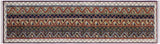 Tribal Shawl Rueben Blue/Ivory Wool Runner - 2'6'' x 9'10''