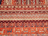 handmade Geometric Khorgeen Rust Blue Hand Knotted RECTANGLE 100% WOOL area rug 9x12