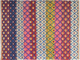 Abstract Moroccan High-Low Amado Beige/Red Wool Rug - 8'2'' x 10'0''