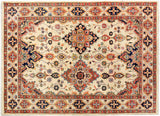 Boho Chic Ziegler Cruz Ivory Blue Hand-Knotted Wool Rug - 5'1'' x 6'10''