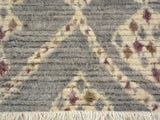 handmade Modern Moroccan Gray Ivory Hand Knotted RECTANGLE 100% WOOL area rug 4x6