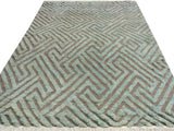 handmade Modern Moroccan Hi Gray Green Hand Knotted RECTANGLE 100% WOOL area rug 8x10